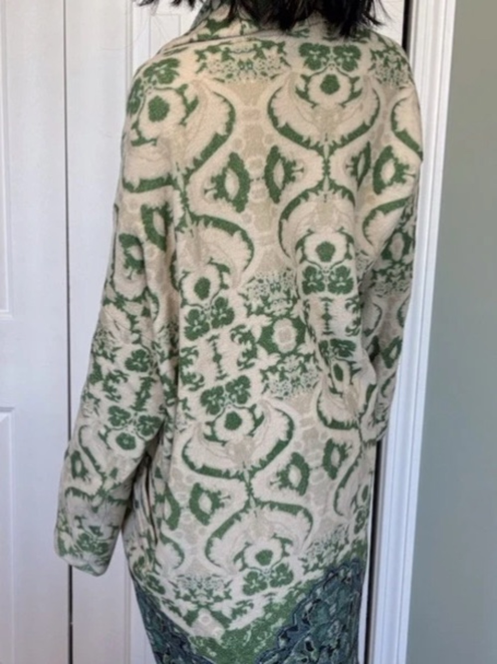 Anthropology Women’s Moth Green Pine Sweater Coat Medium Preowned - Picture 13 of 15